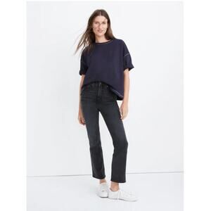 MADEWELL Slim Demi-Boot in Harlocke Black Gray Wash Denim Jean // 26